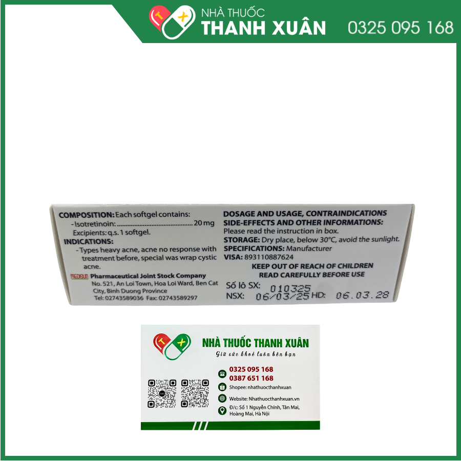 Thuốc Isotisun 20 - điều trị mụn trứng cá dạng nang bọc